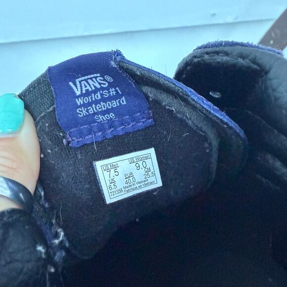 Vans Hi Top Sneakers Blue Suede 90s Vintage Tapestry Mrs Doubtfire M7.5/W9 - Picture 8 of 8